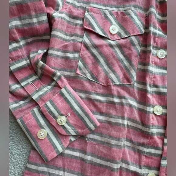 Elie baleh button down shirt for boys. Red Striped lightweight cotton sz3 - Picture 3 of 6